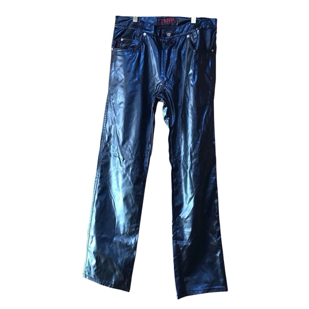 Tripp NYC Men's Faux‎ Leather Pants 30x32 Black Y2K Rave Goth Grunge